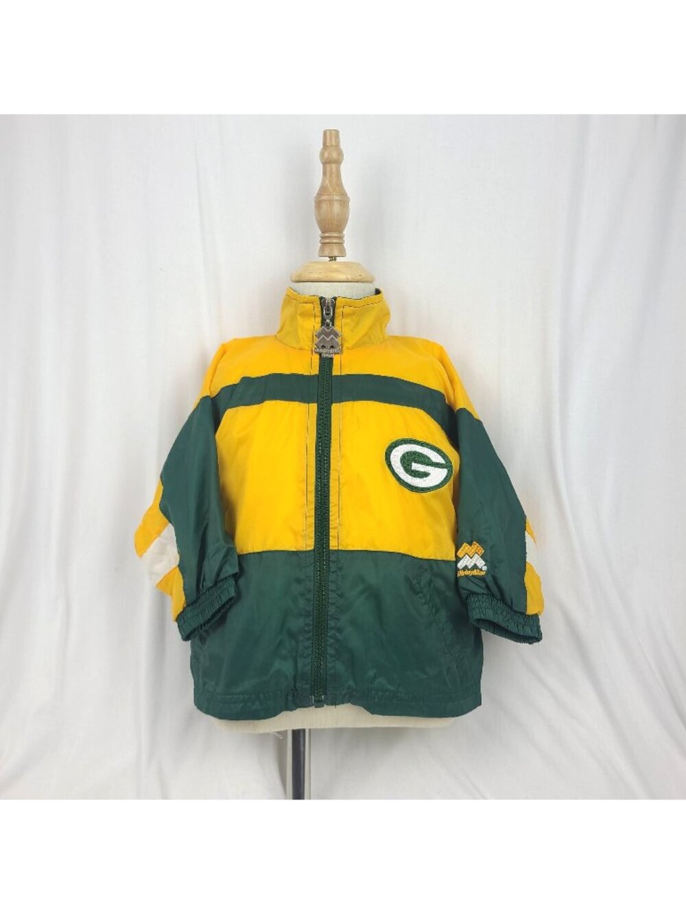 Green Bay Packer Mighty Mac Windbreaker Jacket NFL Nylon Zipper Toddler 12 Month
